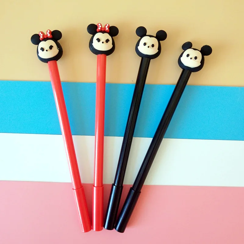 

48pcs/lot Cute Cartoon Creative 3D Mickey Minnie Gel Pen Black Water Ink Pen Lovers Students Gift Stationery Signing Pen