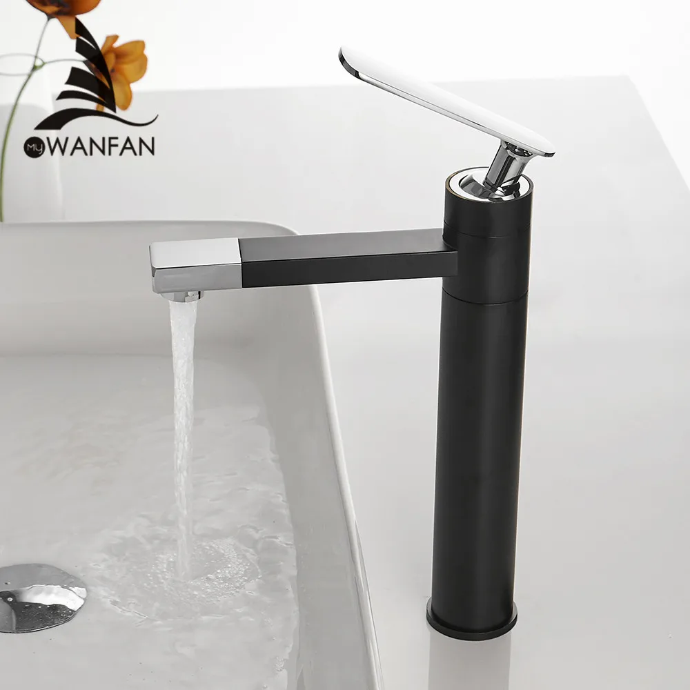 Billig Becken Wasserhahn Matte Schwarz Wasserhahn Wasserhahn Bad Waschbecken Wasserhahn Einzigen Griff Loch Deck Montiert Waschen Heißer Kalt Mischbatterie Kran 855019
