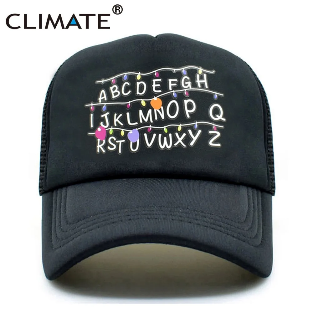 CLIMATE Stranger Things Dustin Caps Hat Summer Cool Black Mesh Trucker Caps Men Adjustable Summer Cool Net Mesh Hats For Summer