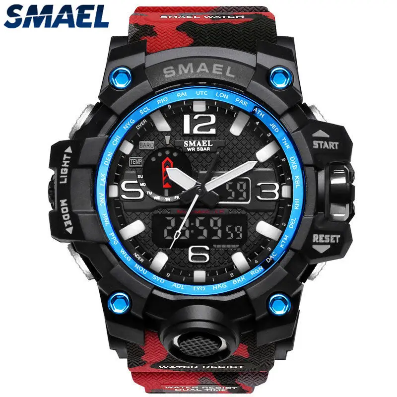 SMAEL Брендовые мужские модные водонепроницаемые аналоговые кварцевые часы с секундомером мужские спортивные часы повседневные цифровые часы мужские часы - Цвет: MC Red
