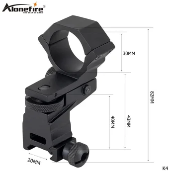 

AloneFire K4 30mm Ring Tactical Light Laser Sight Flashlight Rifle Scope Mount Adjustable Elevation Windage weaver 20mm Rail