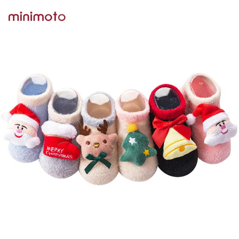 

Toddler Baby Socks Christmas Short Newborn Winter Cartoon Cotton Santa Claus Anti-slip Warm Infant Sock Children Gift New Year