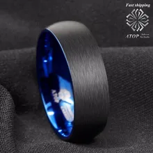 На вершине 8 мм купол матовый синий черный мужской Вольфрам кольцо Обручальное Свадебные ювелирные изделия