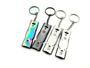 

By DHL 500pcs Double Pipe High Decibel Stainless Steel Outdoor Emergency Survival Whistle Keychain Cheerleading Whistle Supplies