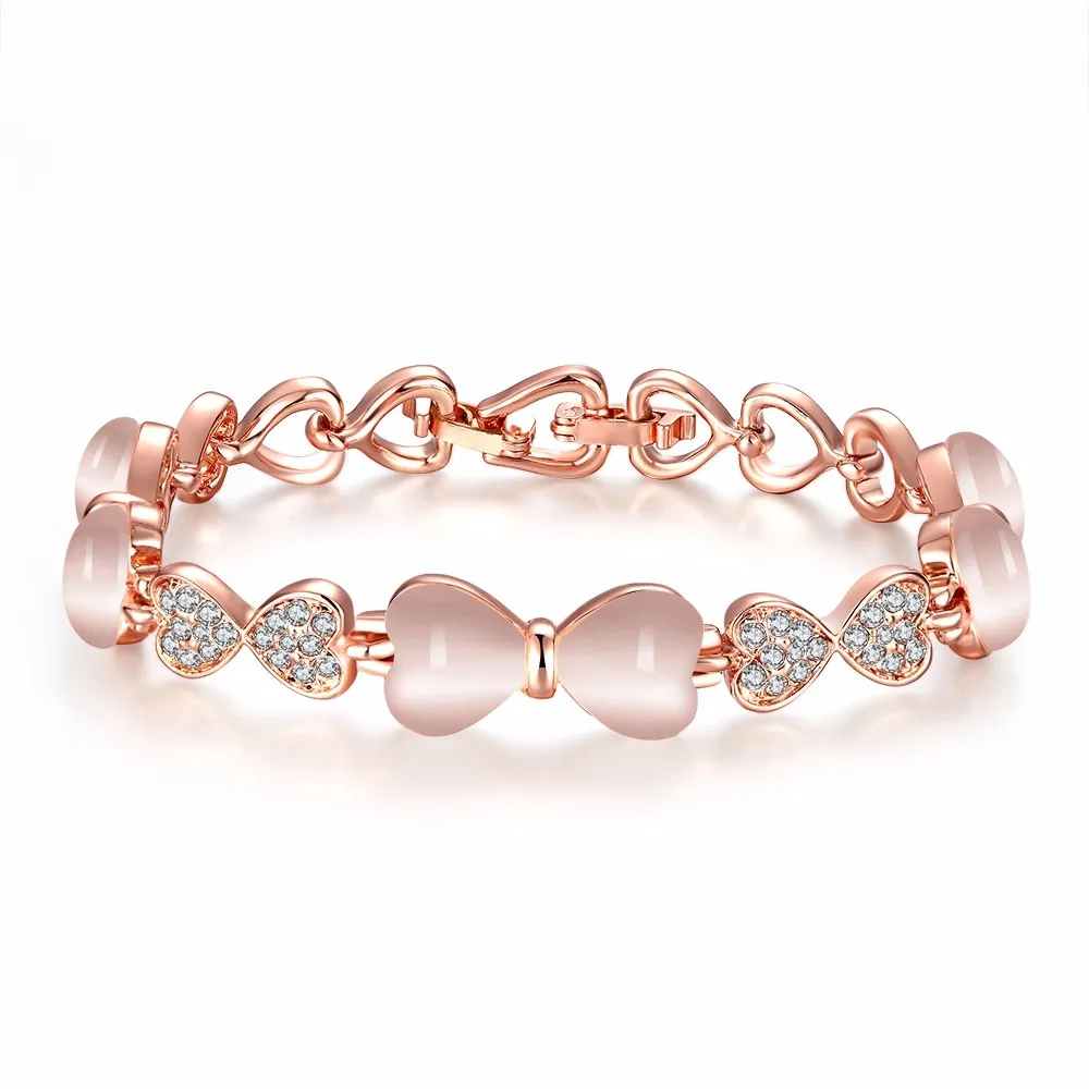 Bowknot Opal Bracelets And Bangles With Heart Friendship Jewellery Rose
