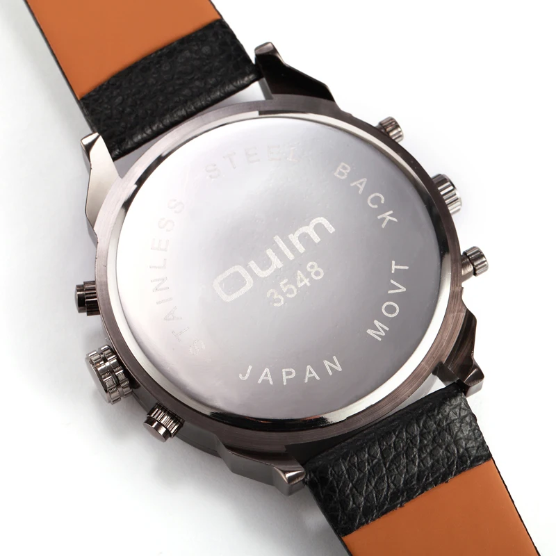 5.6cm Cool Big Case Mens Watches Man Top Luxury Brand OULM Quartz Watch For Men Dual Times Military relogio masculino Male Clock 4