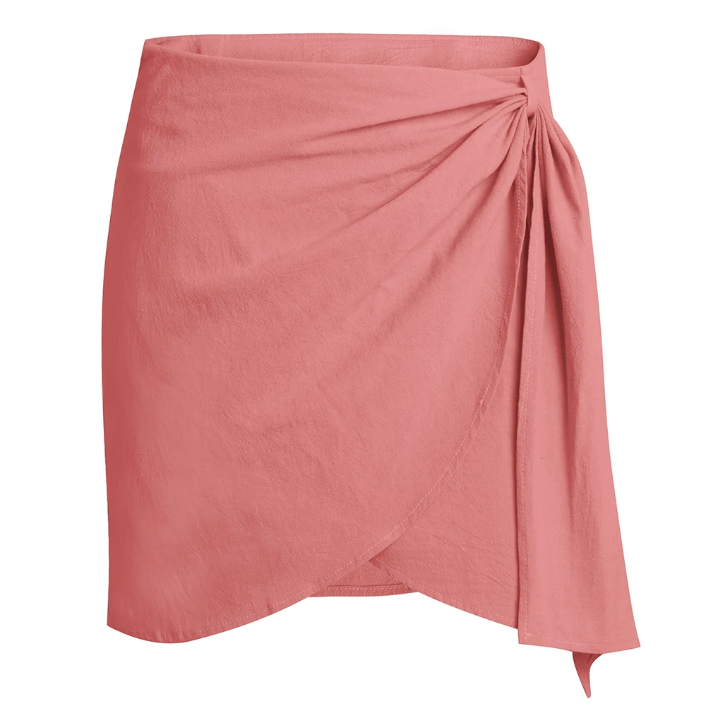 

summer skirts womens fashion asymmetrical female sexy mini pink short cotton linen pleated breathable