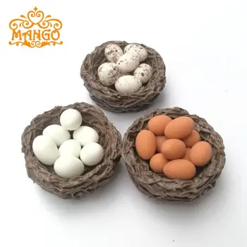 

1:12 Dollhouse Miniature Cute Nest+10pcs Eggs Set Resin Model Quail Eggs Pigeon Eggs Mini Bird Egg Micro Landscape