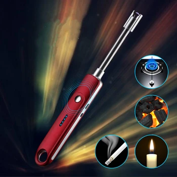 

New USB Charging Lighter Metal Electronic Windproof Arc Pulse Elbow Kitchen Igniter Gun Rechargeable Auto Power Off Arc Lighter