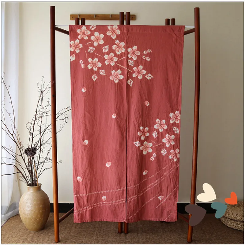 Cotton handmade tie dyed fabric curtains. Rose pink door curtain