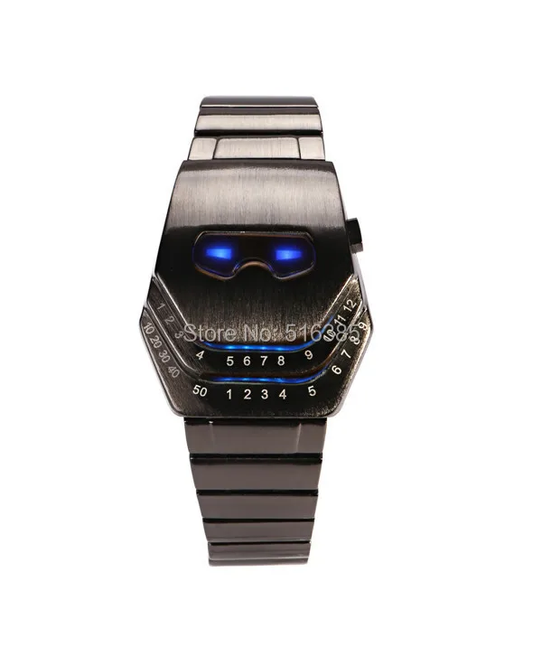 

Low Price Waterproof LED Electronic Men Women Stainless Steel Wristwatches Blue Binary led Displayer Luminous Sports Watches