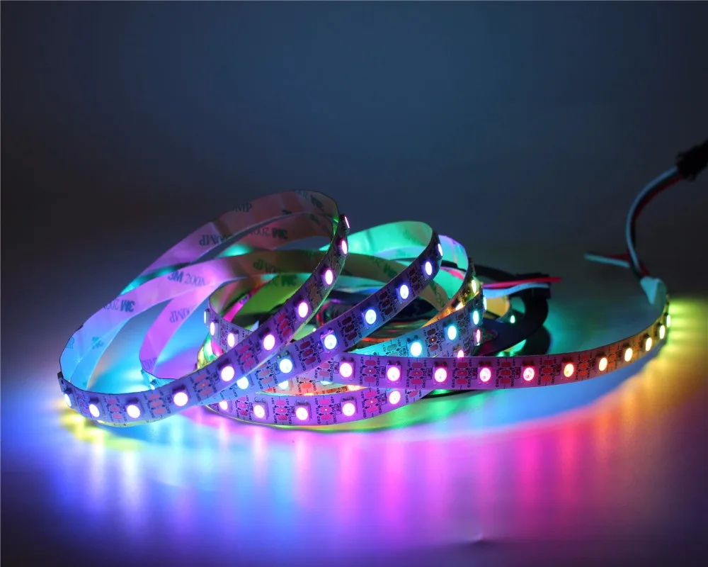 5 м встроенный WS2812B полноцветная светодиодная лента 60 LED пикс./м Raspberry Pi Pixel матрица