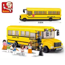 SLUBAN школьный автобус, 392 шт., обучающие и Обучающие DIY игрушки, совместимые с L, Обучающие строительные блоки, кирпичи для детских игрушек 0506