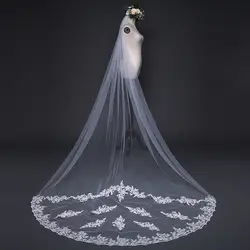Fishday 2019 аппликация свадебные свадебное платье Роскошные шаль с кружевными краями длиной 3 м Vestido de Noiva Белый аксессуары Femme с расческой D30