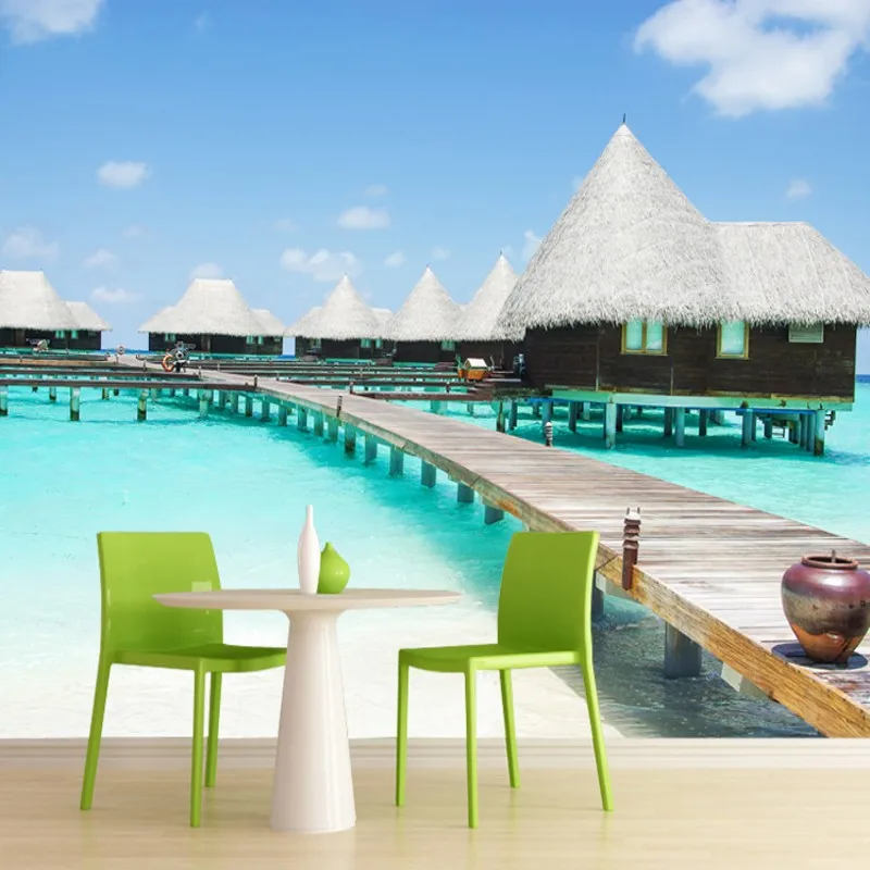 

Maldives sea living room bedroom sofa TV background wall paper Large 3d murals wallpaper modern minimalist papel de parede
