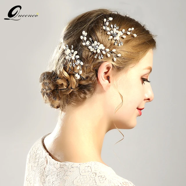 Queenco 3pcs Fashion Bridal Hair Pins Vintage Wedding Queenco 3pcs Fashion Bridal Hair Pins Vintage Wedding Accessories Pearls Clip Headpiece Ornament