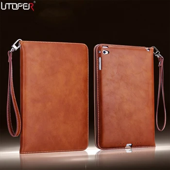 

Mini 4 Retro Briefcase Hand Belt Holder Leather Case For Apple ipad Mini4 IV Auto Wake Up /Sleep Smart Stand Flip Bags Cover