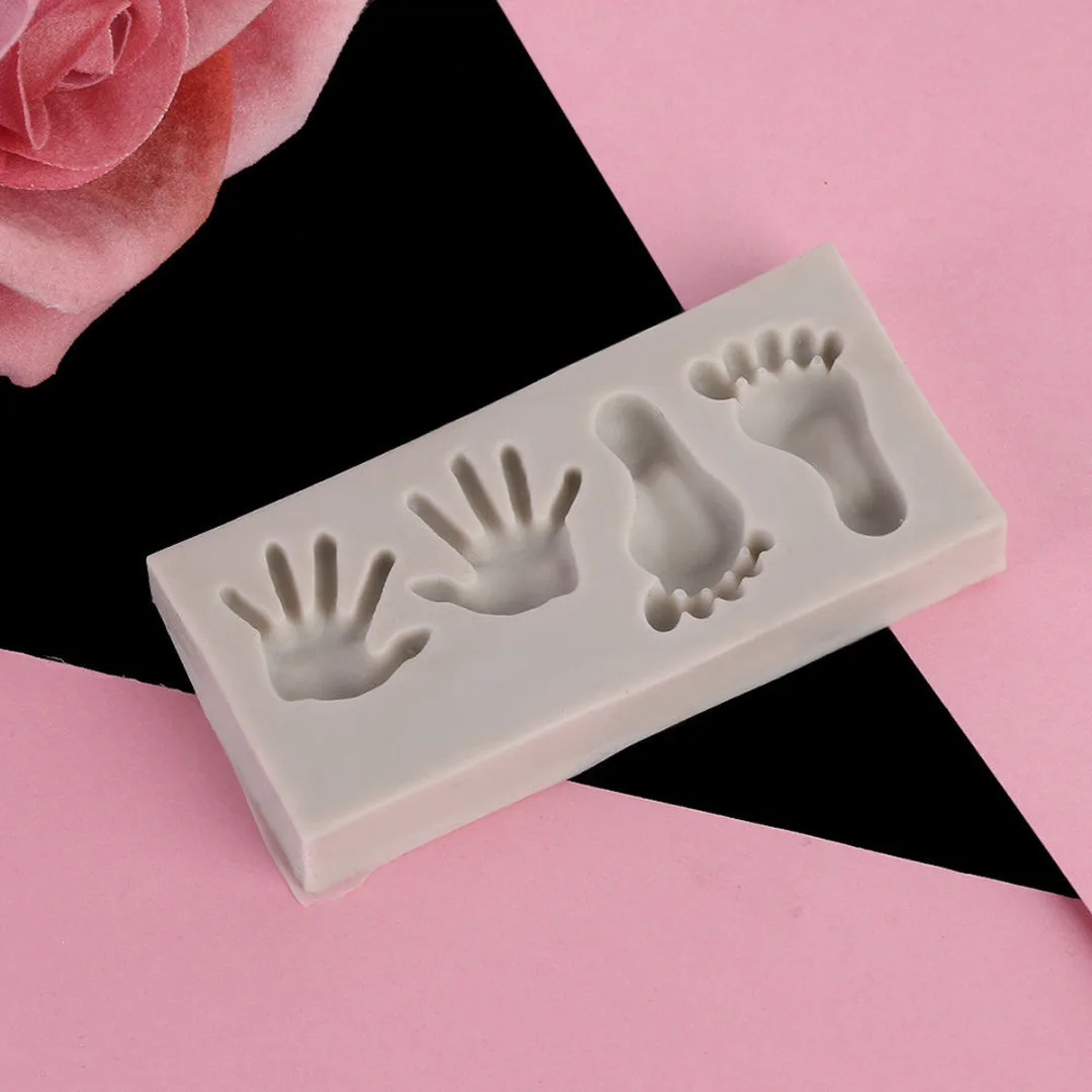 JX-LCLYL Mini Feet hand Shaped Silicone Bakeware Cake Mold Baby Fondant Cake Decoration