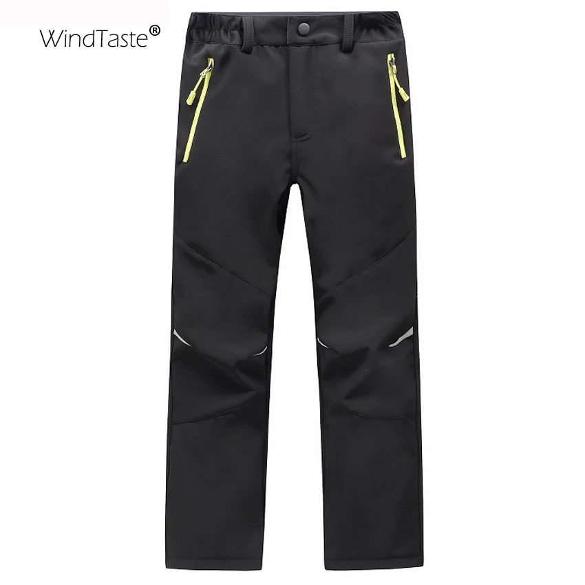 WindTaste Niño de lana de invierno Softshell pantalones de senderismo de la juventud niños resistente al agua al aire libre Camping senderismo esquí grueso Thousers KA078