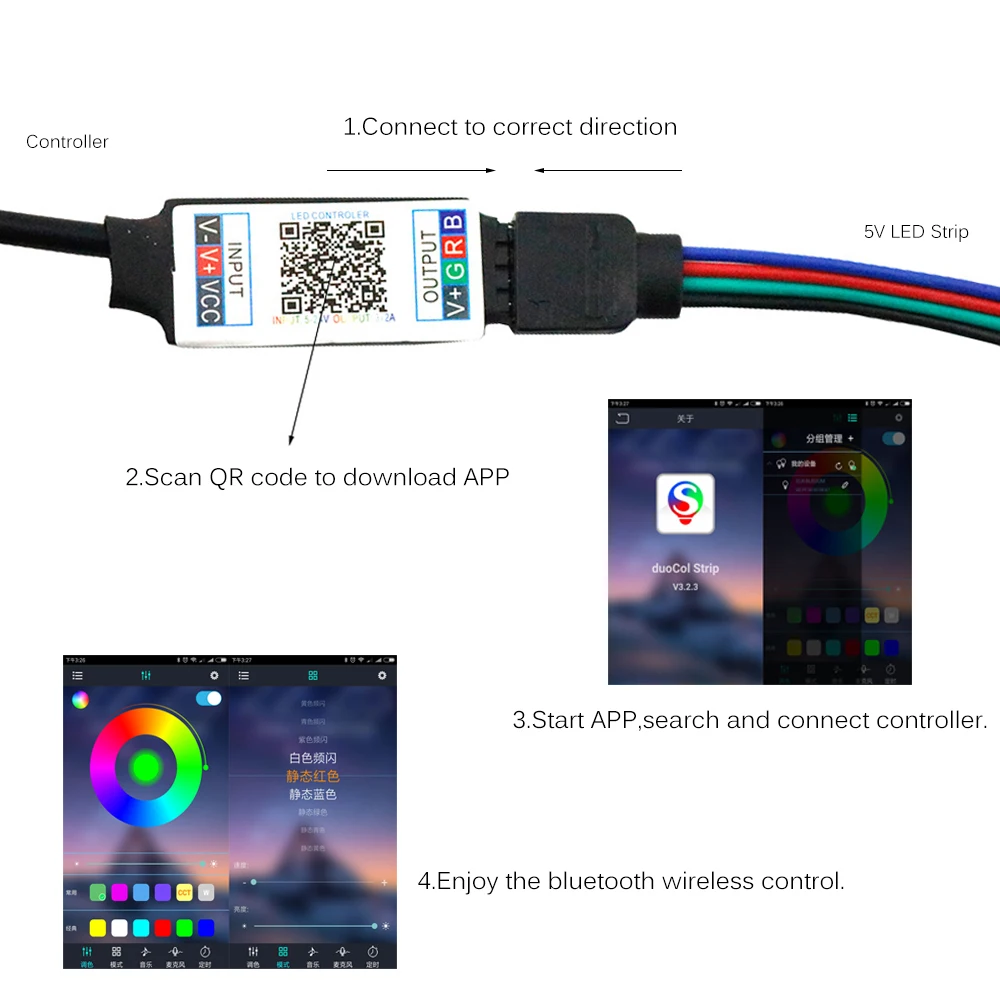 Светодиодный контроллер USB RGB 5 в мини Bluetooth музыкальный контроллер беспроводной Android IOS App пульт дистанционного управления для RGB RGBW светодиодные ленты 6A JQ