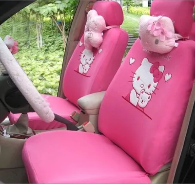 

girls' women's cartoon hello kitty universal car seat cover set for all car models