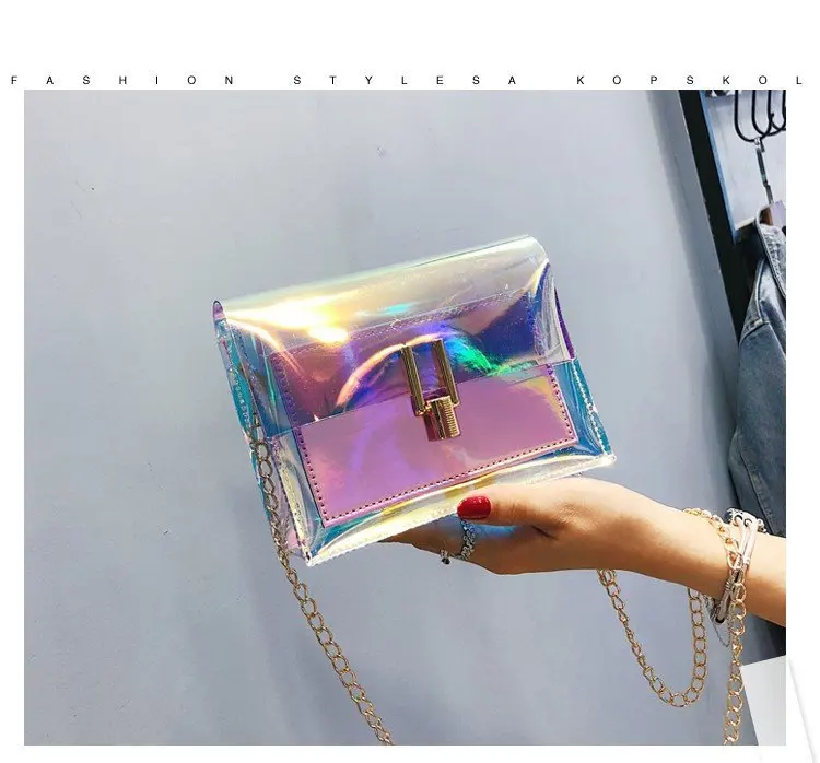

Fashion Laser Small Square Bag New Trend All Match Shoulder Messenger Bag Color Matching Mini Trendy Ladies Laser Bag