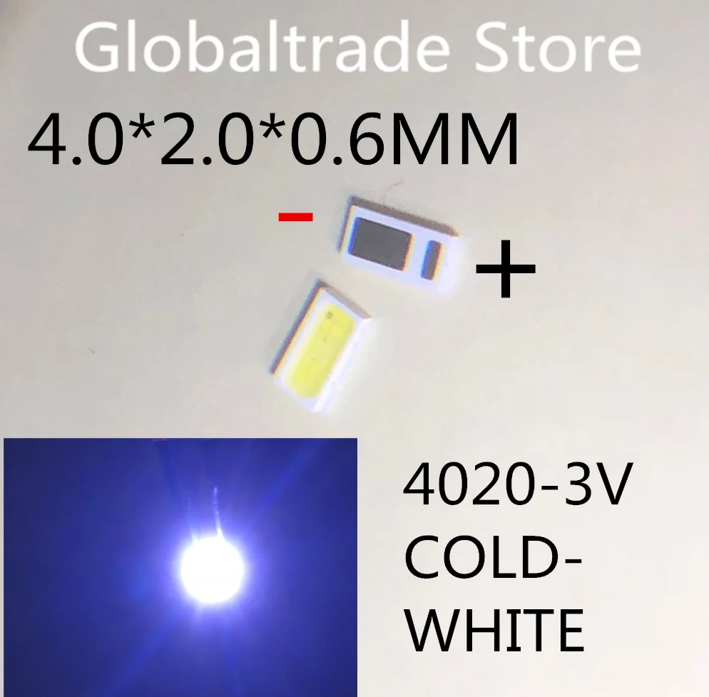 

500pcs AOT LED Backlight Middle Power LED 0.5W 3V 4020 48LM Cool white LCD Backlight for TV TV Application 4020C-W3C4