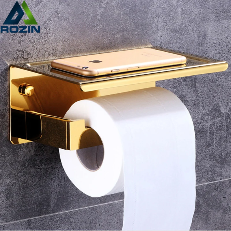 Luxury Golden Roll Paper Tissue Holder Wall Mounted Toilet Paper Holder
