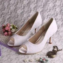 Wedopus Довольно Насосы Мода На Свадебные Женская Обувь Кружева Кот Peep Toe Высокие Каблуки Челнока
