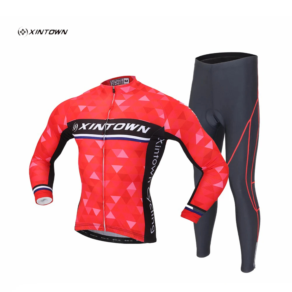

XINTOWN Round Neck Full Zipper Cycling Clothing Outdoor Bicycle Jersey Set MTB Wear Quick Dry Ropa Ciclismo Hombre Sunweb Suit