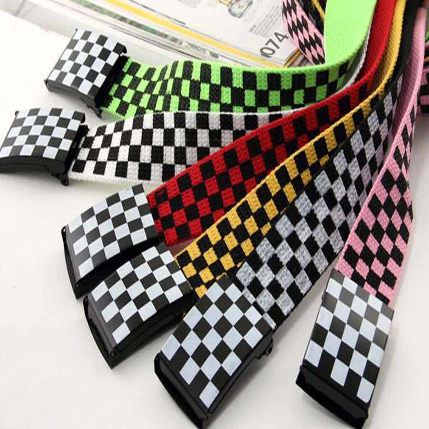 

Street Hiphop Vintage Student Kpop Fashion Ins Tumblr Hot Jean Straps Waistband Plaid Lattices Canvas Belt Punk Gothic Ceintures