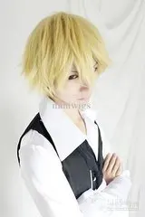 

DuRaRaRa!! Heiwajima Shizuo Cosplay Wig Short Yellow Synthetic Hair Wigs Costume Party Men's Pelucas Peruk