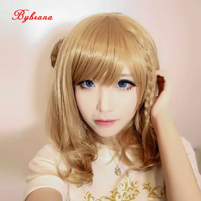 bybrana 45cm short hair pear head brown wig for women high temperature fiber cosplay wig halloween