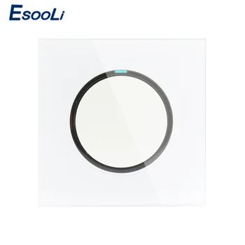 

Esooli 2019 New Arrival 1 Gang 1 Way Random Click On / Off Wall Light Switch With LED Indicator Crystal Glass Panel 16A