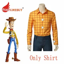 Costumebuy с рисованным аниме Вуди из «Истории игрушек» Косплей рубашка костюм древесно-рубашка с длинными рукавами костюм L920
