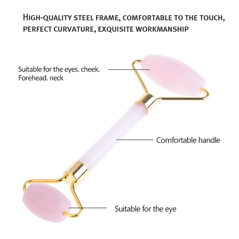 2 в 1 розовый кварц ролик натуральный чистый нефрит массажер для лица против старения укрепляющий удаление морщин красота уход за кожей Инструменты
