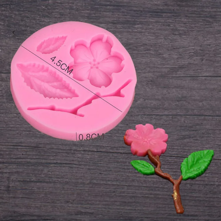 Цветок розы Силиконовые помадки торт плесень цветок сливы Листья Форма для заливки шоколада, кондитерских изделий печенья DIY украшения торта инструменты - Цвет: Random Color