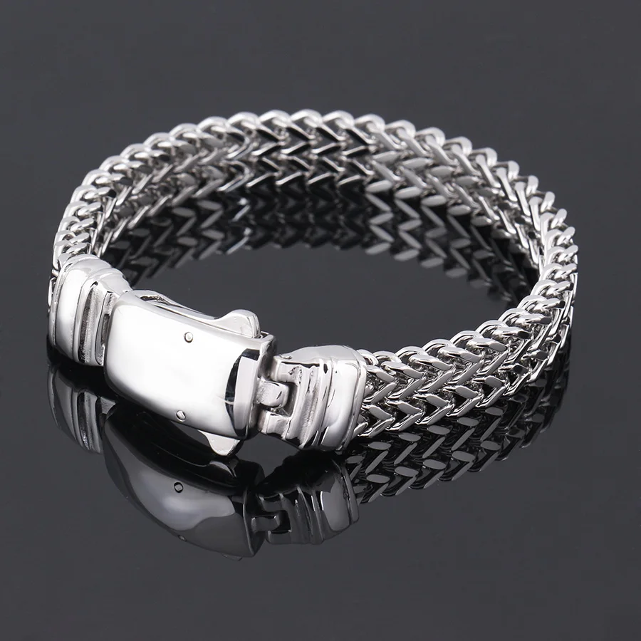 Men Bracelet Silver Color Stainless Steel Bracelet & Bangle Male