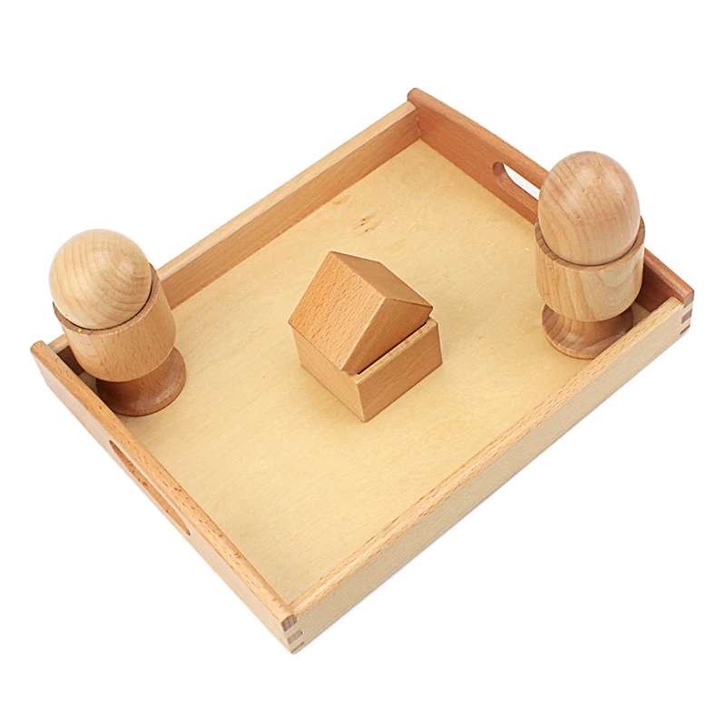 Juguete Montessori 3D para bebé, bola de huevo de ejercicio con cubo de taza con caja de madera, juguetes de educación temprana para preescolar, 2-4