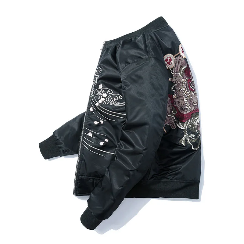 Aolamegs куртки для мужчин японская вышивка MA1 куртка спортивные куртки хип-хоп стоячий воротник Повседневная Мужская ветровка уличная одежда