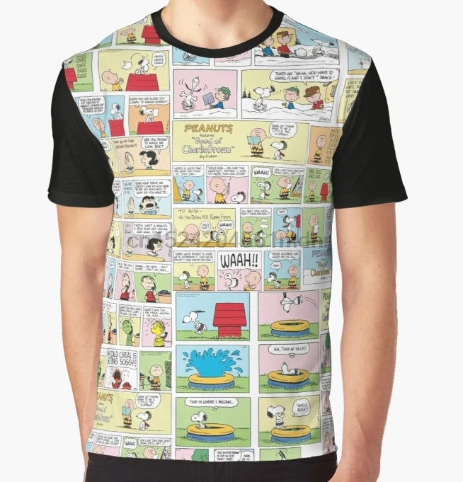 

All Over Print T-Shirt Men Funy tshirt Peanuts Comics Short Sleeve O-Neck Graphic Tops Tee women t shirt