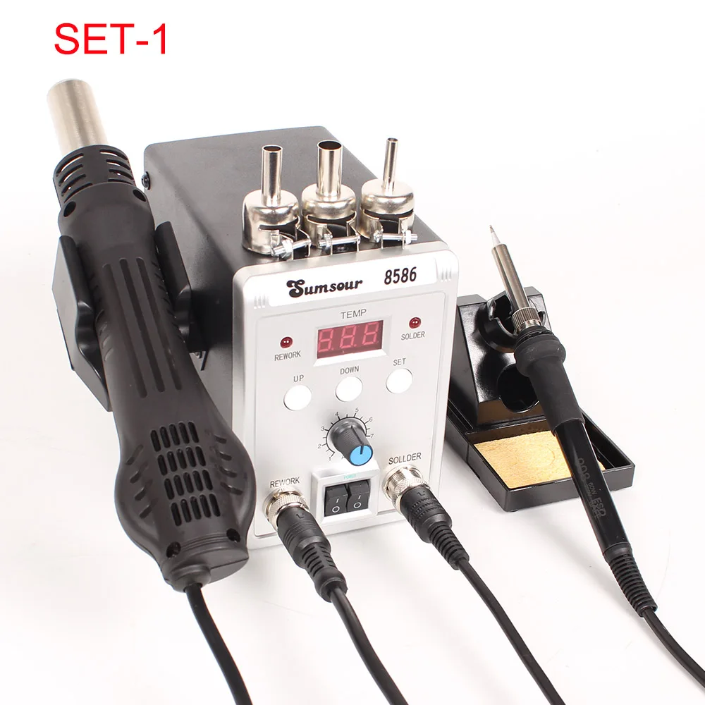 

8586 760W 220V 2 in 1 Soldering Station Hot Air Gun Solder Iron SMD BGA Rework Desoldering Welding Repair Tools