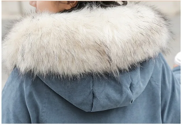 Fashion Thicken Women's Winter Long Coat With Fur Hooded Big Pockets Women Overcoat Oversize Warm Womens Parkas YT50147