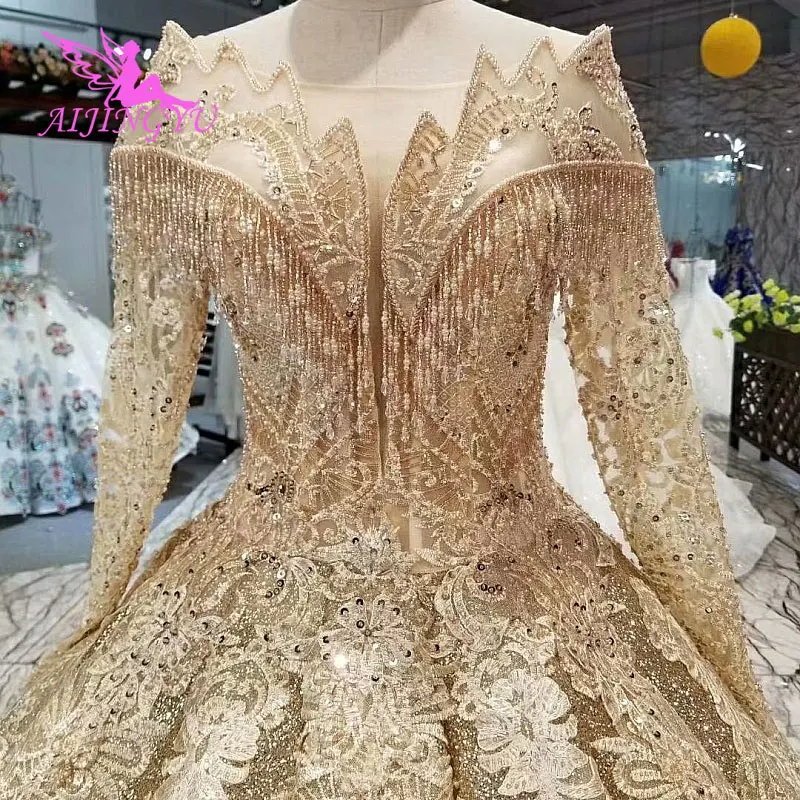 AIJINGYU свадебное платье-бохо винтажная коллекция для невесты сшитый материал специальные королевские дешевые платья турецкое свадебное платье es