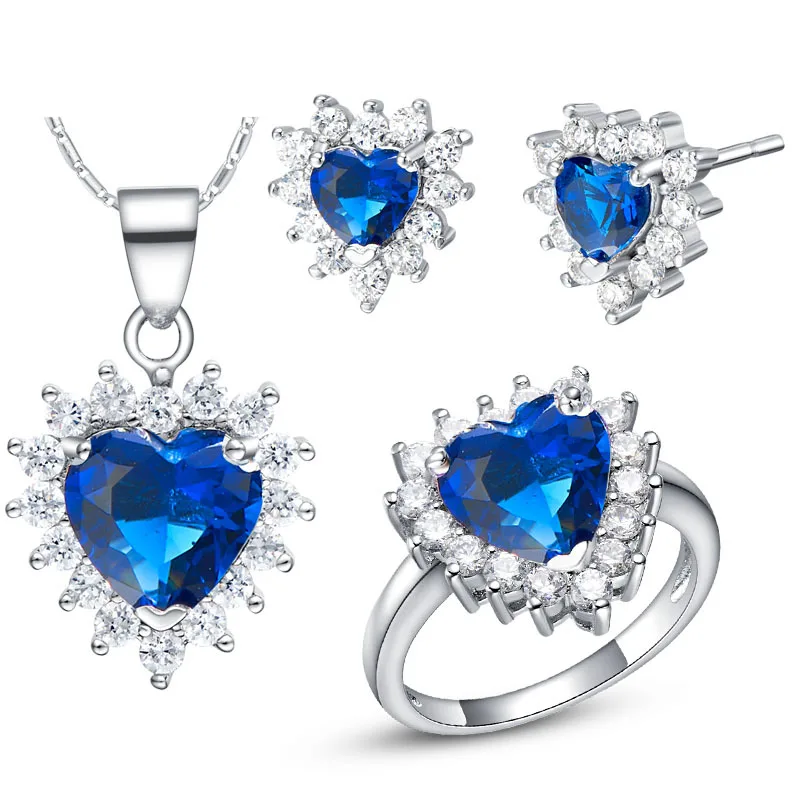 Luxury RING Necklace Earrings Jewelry Sets SA 925 Sterling Silver customized high end suit