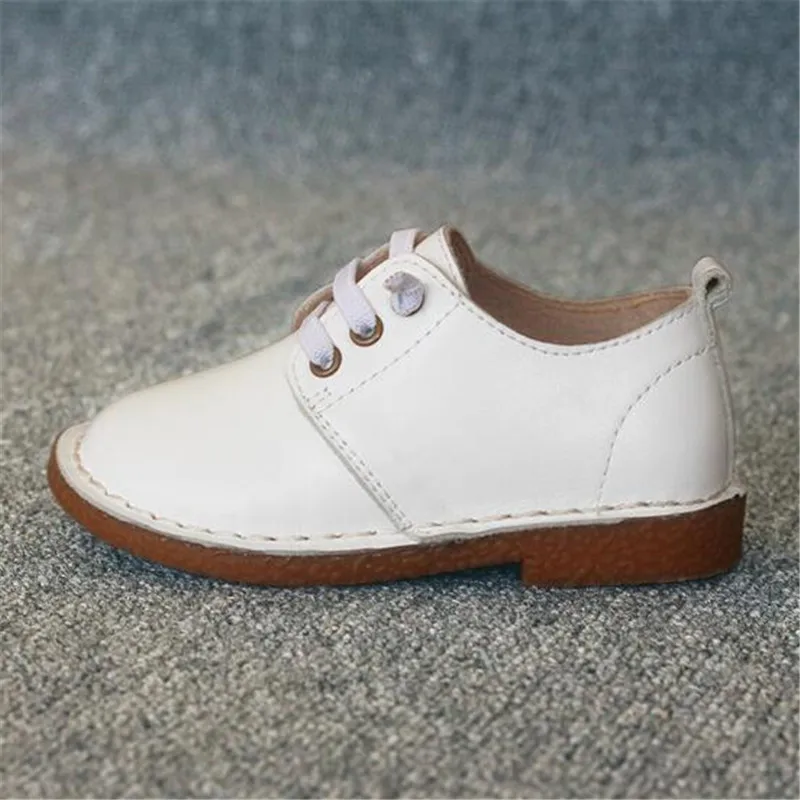 Новинка; детская кожаная обувь в британском стиле; обувь на плоской подошве для маленьких мальчиков и девочек; детские мокасины из натуральной кожи; детская обувь; 041 - Цвет: Белый