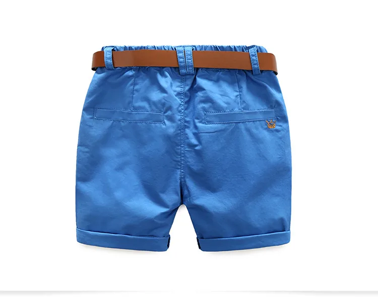 2018 Summer Kids Loose Navy Blue Khaki Blue Green Solid Color Children'S Running Sport Boy Shorts Kids With Belt 100-140Cm (2)