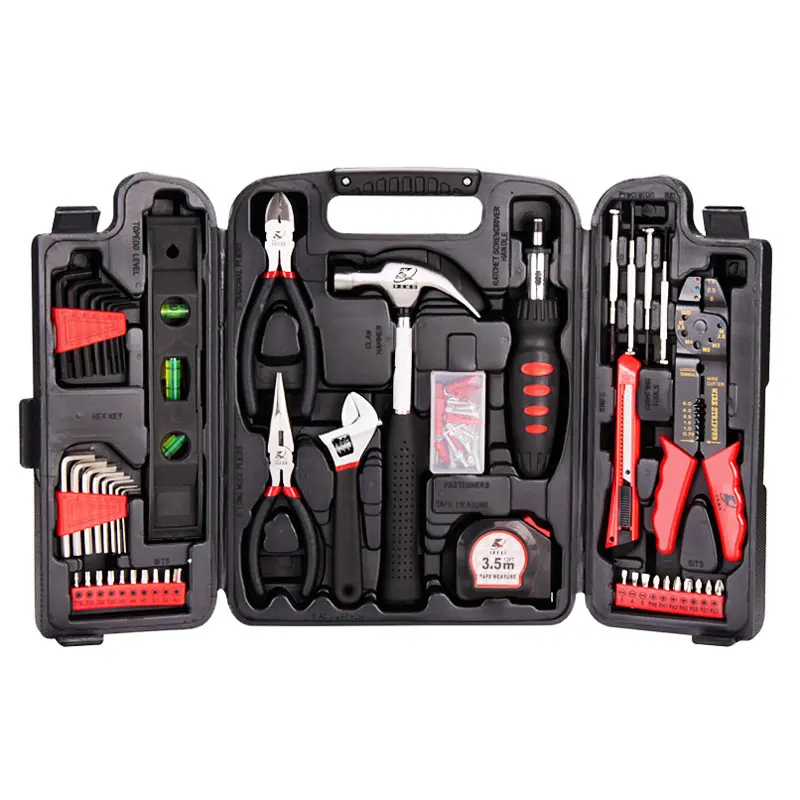 129 in 1 Household Hand Tool Kit for Repair with Toolbox Hammer Plier