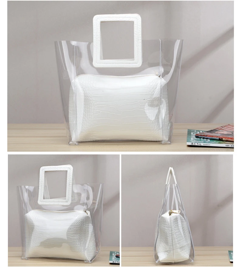 RanHuang 2018 Women Composite Bags Transparent Handbags Women's Fashion Beach Bags Summer Shoulder Bags Casual Handbags A1235