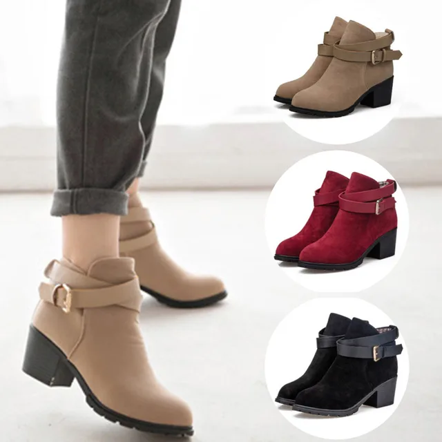 Women's Comfy Low Chunky Heels Faux Suede Lace Up Ankle High Martin Boots Women's Comfy Low Chunky Heels Faux Suede Lace Up Ankle High Martin Boots